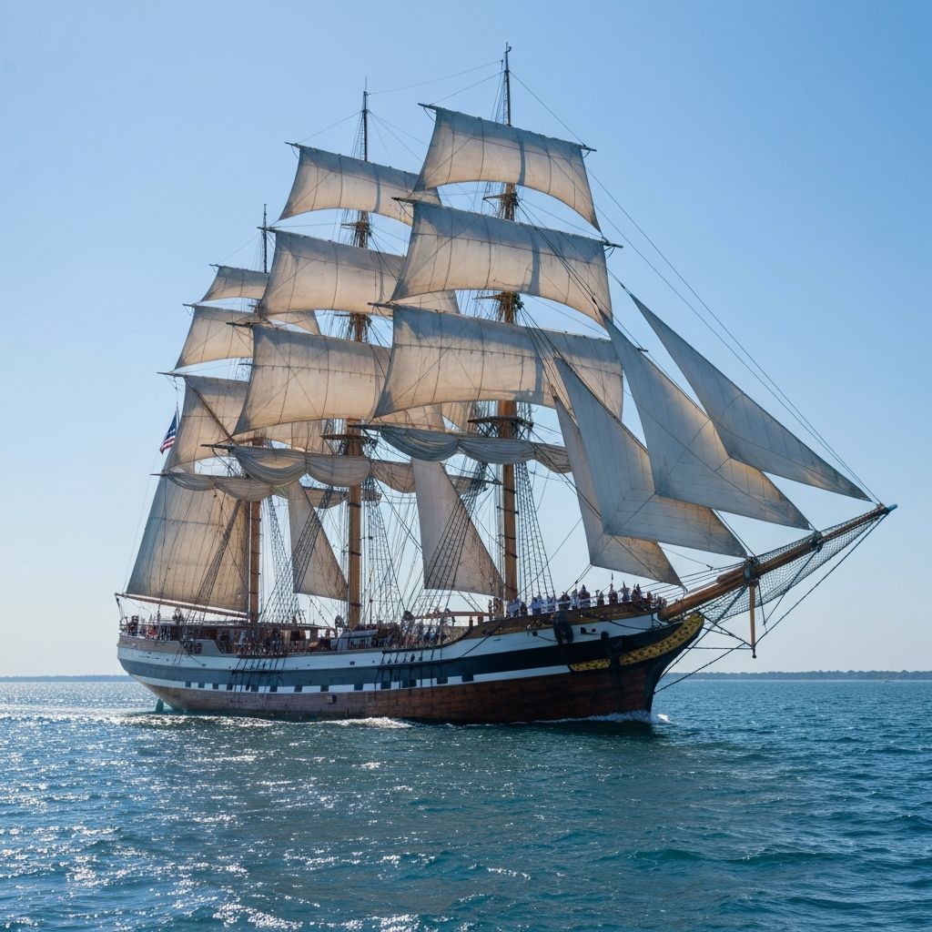 Whaling ship sailing near Martha's Vineyard